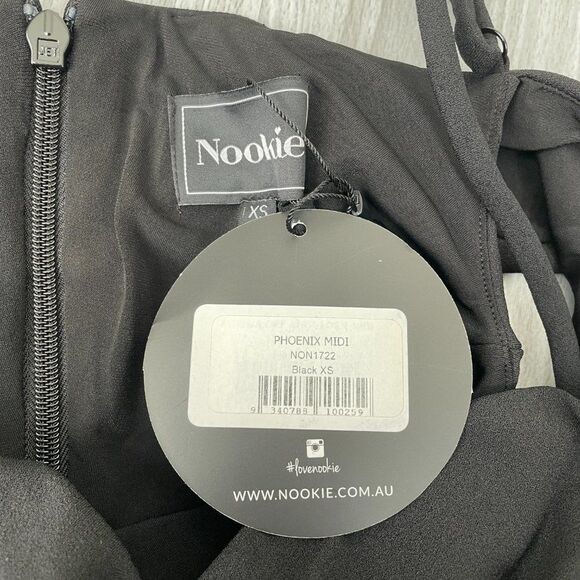 Nookie Revolve Phoenix Off The Shoulder Sweetheart Neckline Midi Dress Black XS - Picture 7 of 10